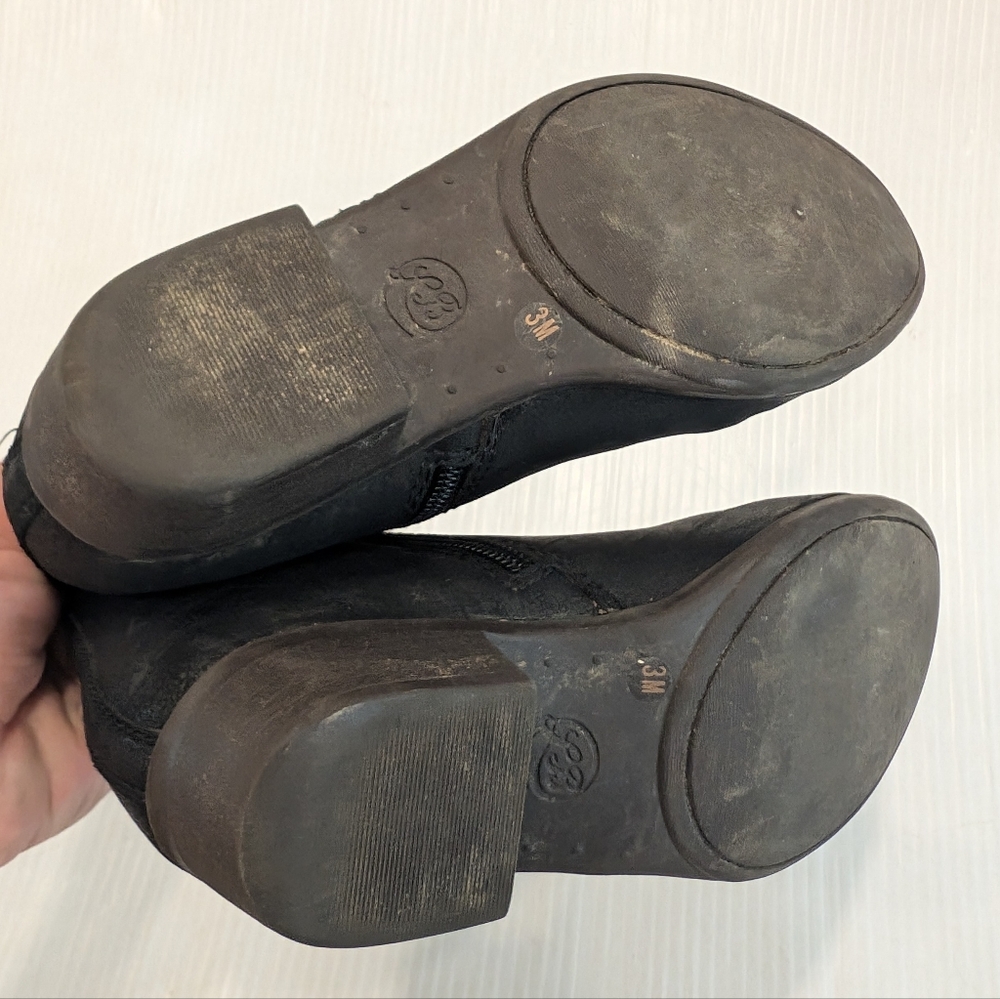 LUCKY BRAND Girls Black Leather Ankle Boots Size 3 - Picture 4 of 5